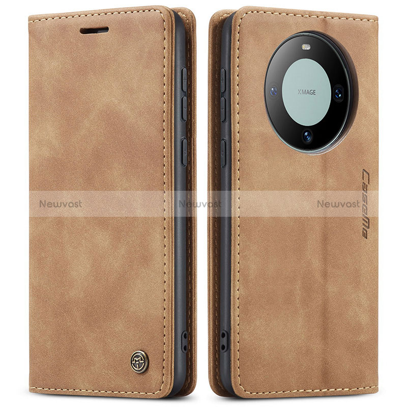 Leather Case Stands Flip Cover Holder C01S for Huawei Mate 60 Light Brown