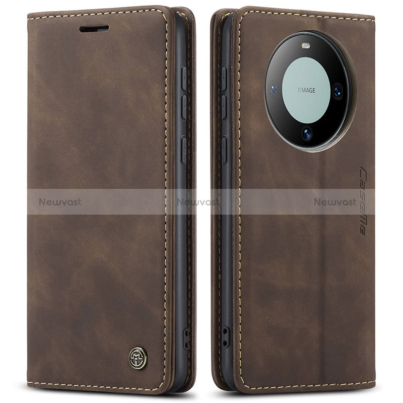 Leather Case Stands Flip Cover Holder C01S for Huawei Mate 60 Pro Brown