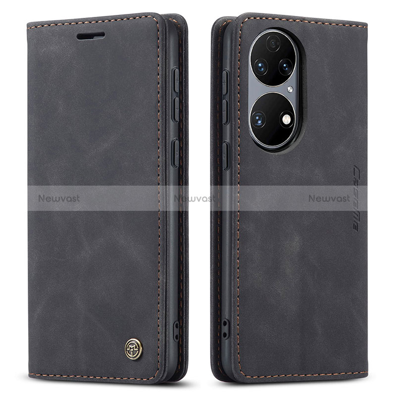 Leather Case Stands Flip Cover Holder C01S for Huawei P50 Black