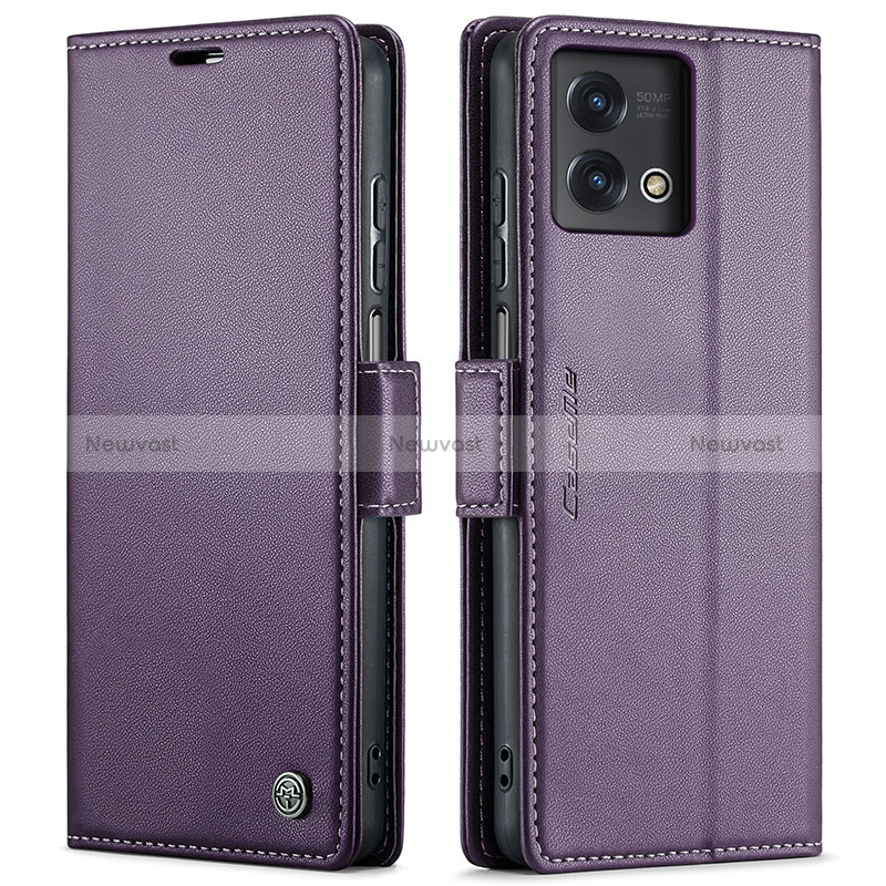 Leather Case Stands Flip Cover Holder C01S for Motorola Moto G Stylus (2023) 4G Purple