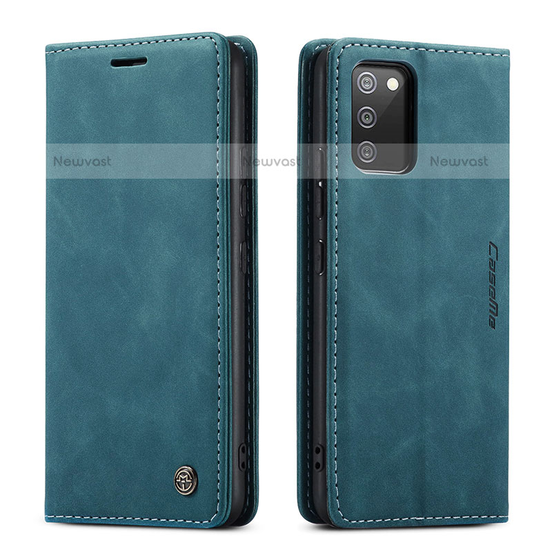 Leather Case Stands Flip Cover Holder C01S for Samsung Galaxy A02s Blue