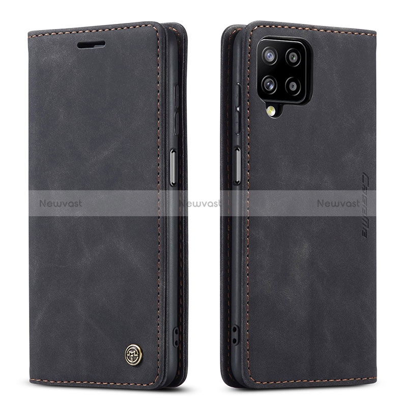 Leather Case Stands Flip Cover Holder C01S for Samsung Galaxy A12 5G Black