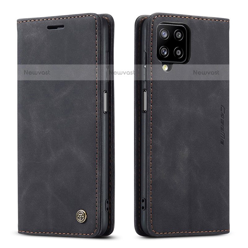 Leather Case Stands Flip Cover Holder C01S for Samsung Galaxy A12 Black