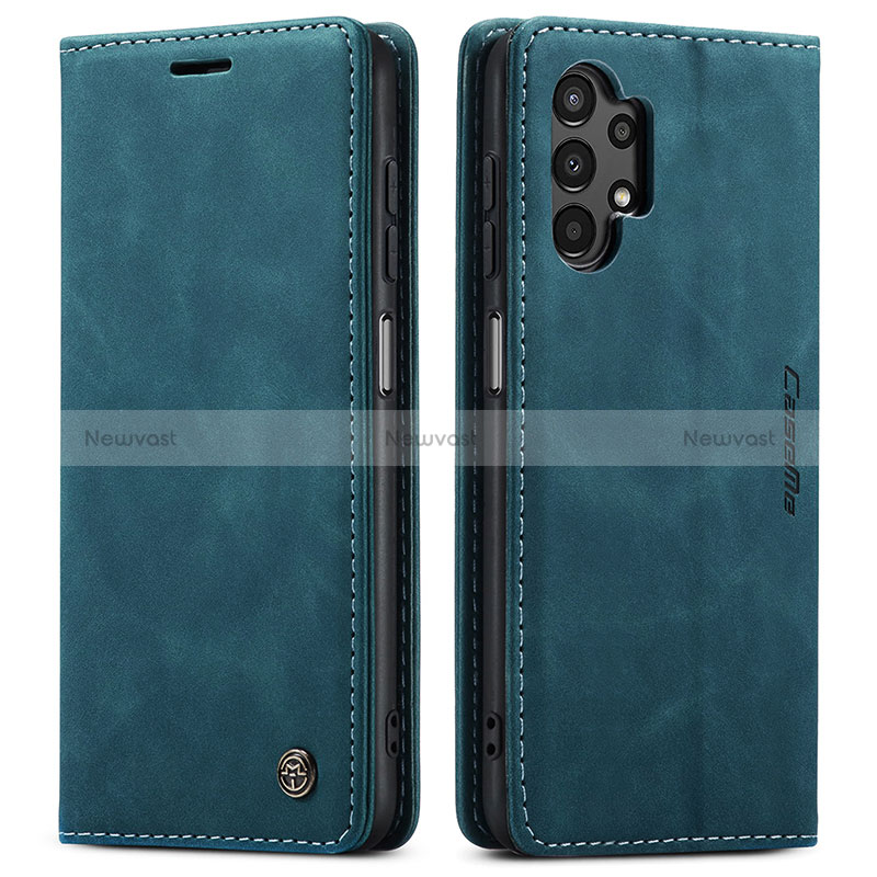 Leather Case Stands Flip Cover Holder C01S for Samsung Galaxy A13 4G Blue