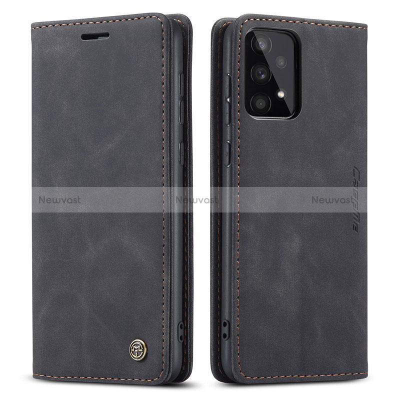 Leather Case Stands Flip Cover Holder C01S for Samsung Galaxy A33 5G Black