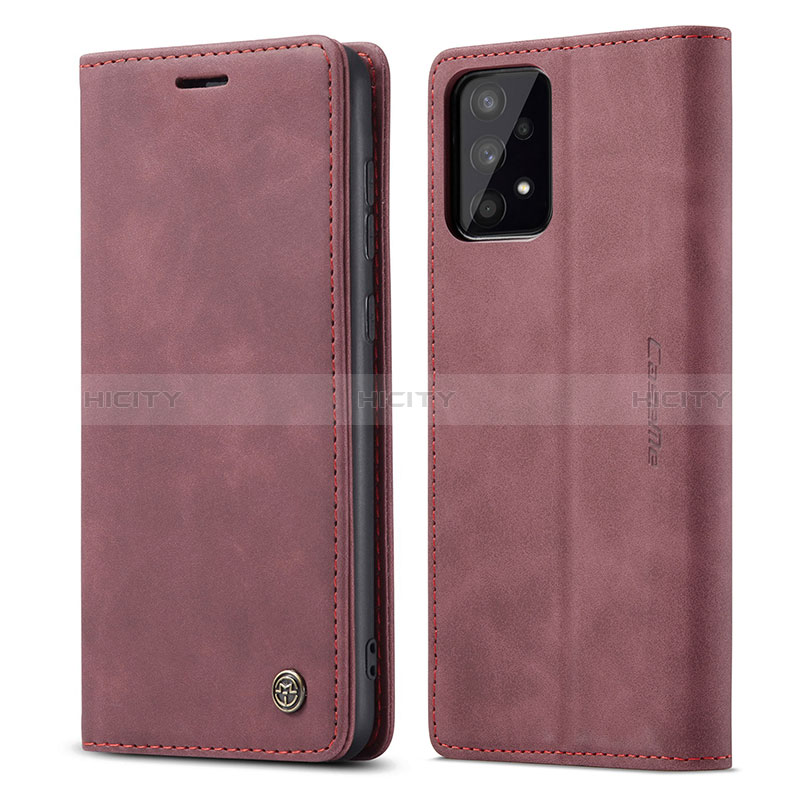 Leather Case Stands Flip Cover Holder C01S for Samsung Galaxy A53 5G Red Wine