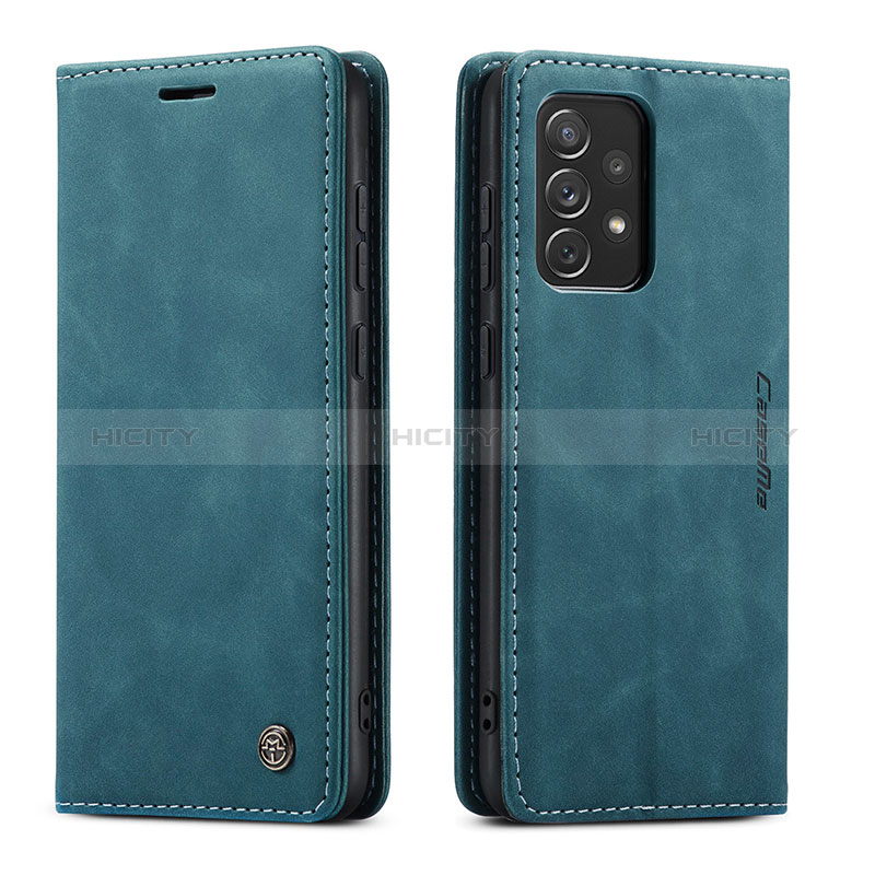 Leather Case Stands Flip Cover Holder C01S for Samsung Galaxy A73 5G Blue