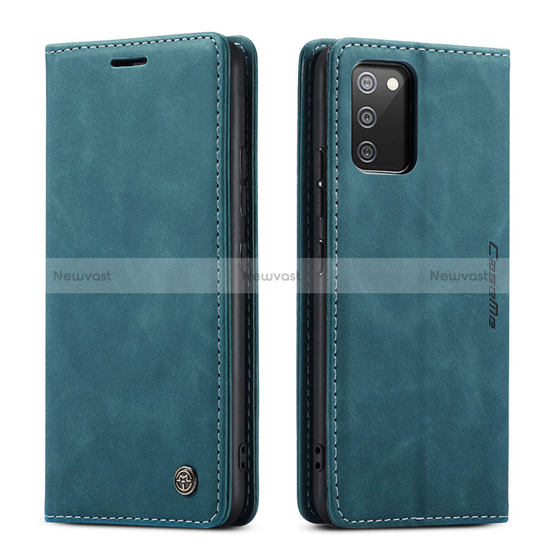 Leather Case Stands Flip Cover Holder C01S for Samsung Galaxy M02s Blue