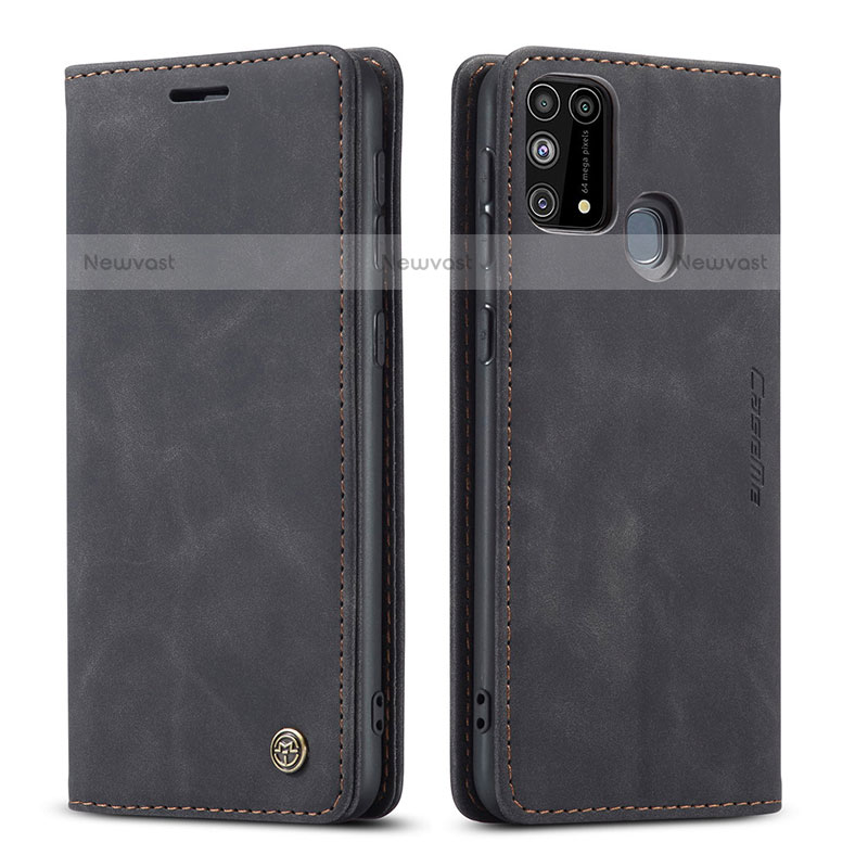 Leather Case Stands Flip Cover Holder C01S for Samsung Galaxy M31 Black