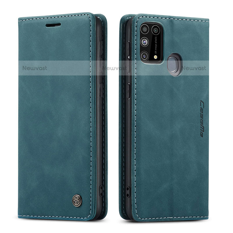 Leather Case Stands Flip Cover Holder C01S for Samsung Galaxy M31 Prime Edition Blue