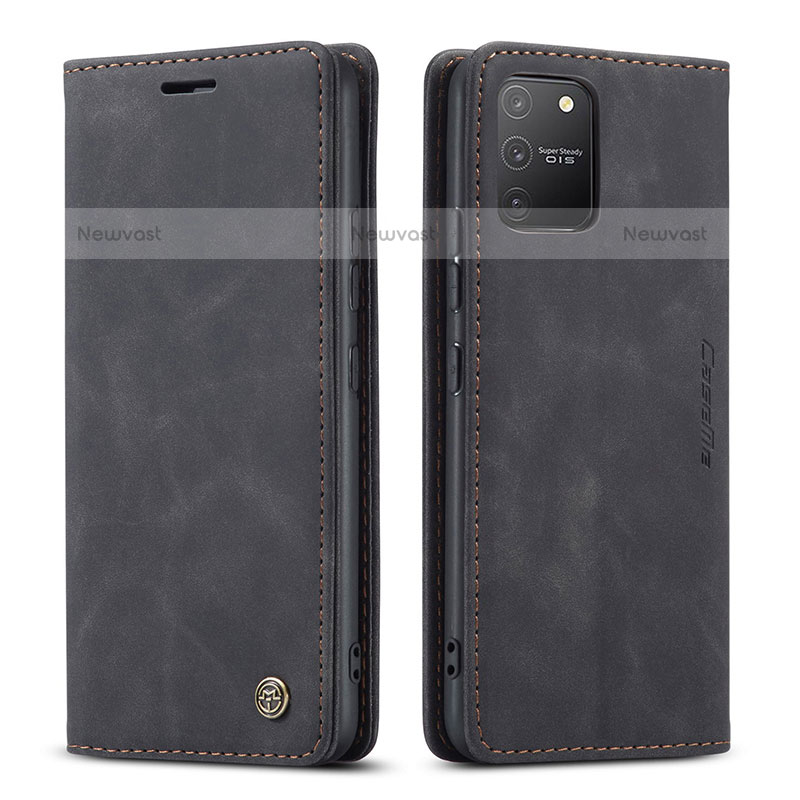 Leather Case Stands Flip Cover Holder C01S for Samsung Galaxy M80S Black