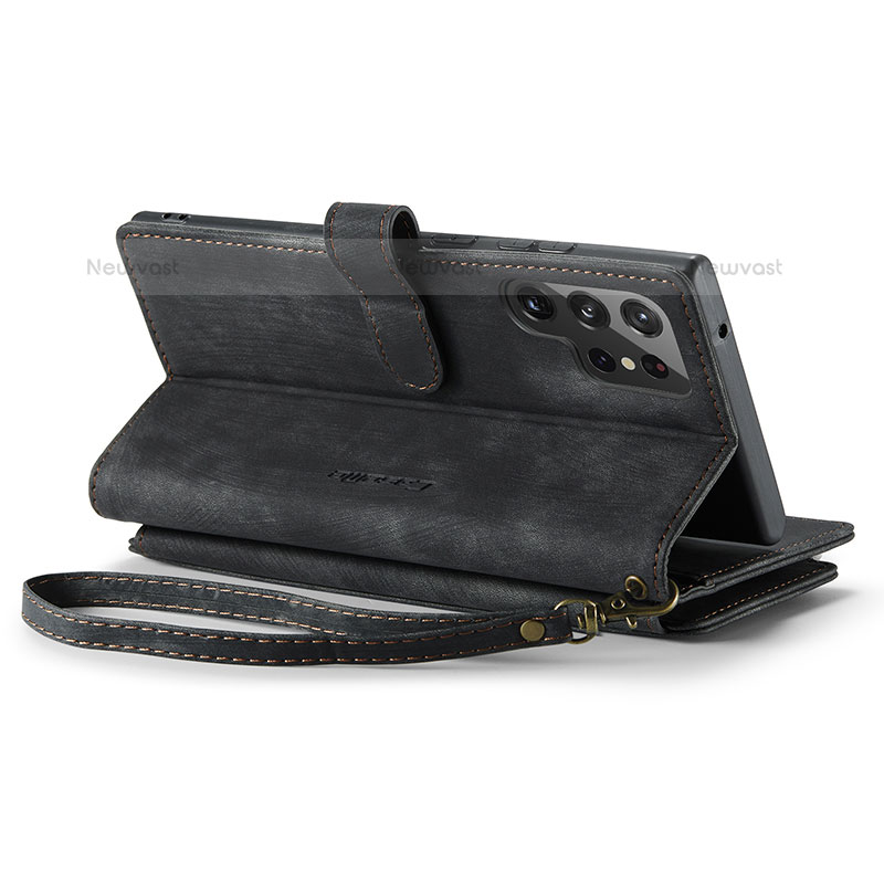 Leather Case Stands Flip Cover Holder C01S for Samsung Galaxy S21 Ultra 5G