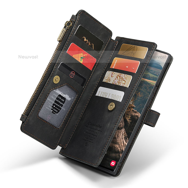 Leather Case Stands Flip Cover Holder C01S for Samsung Galaxy S22 Ultra 5G