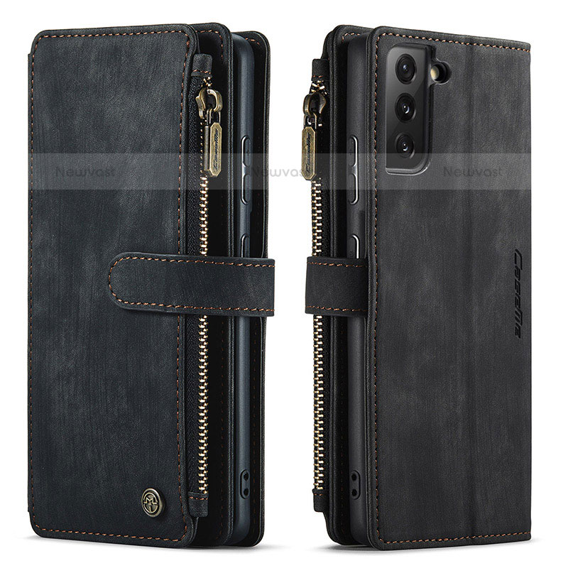 Leather Case Stands Flip Cover Holder C01S for Samsung Galaxy S23 5G Black