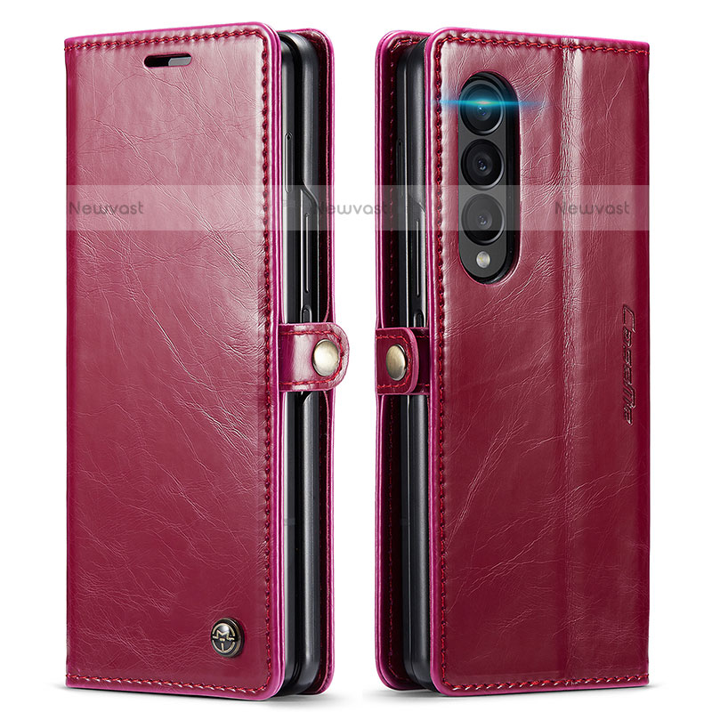 Leather Case Stands Flip Cover Holder C01S for Samsung Galaxy Z Fold3 5G Red