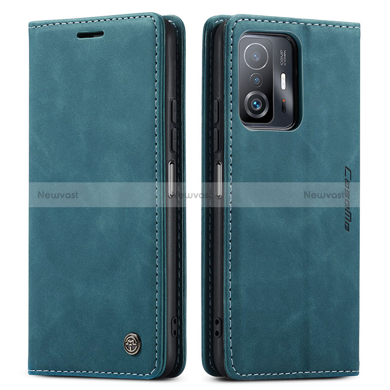 Leather Case Stands Flip Cover Holder C01S for Xiaomi Mi 11T 5G Blue