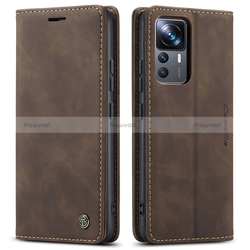 Leather Case Stands Flip Cover Holder C01S for Xiaomi Mi 12T 5G Brown