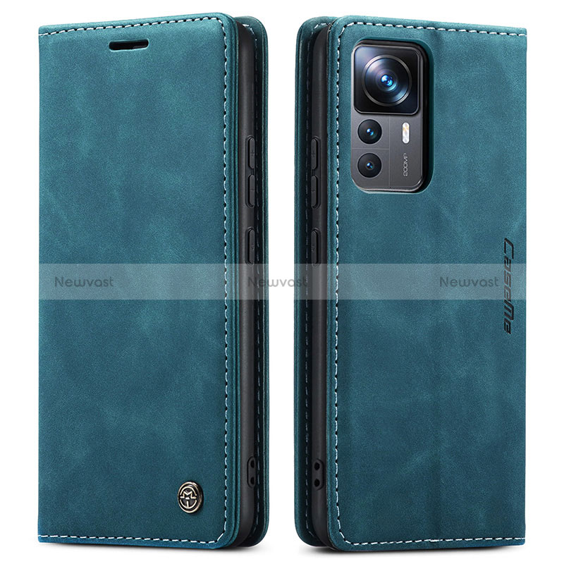 Leather Case Stands Flip Cover Holder C01S for Xiaomi Mi 12T Pro 5G Blue