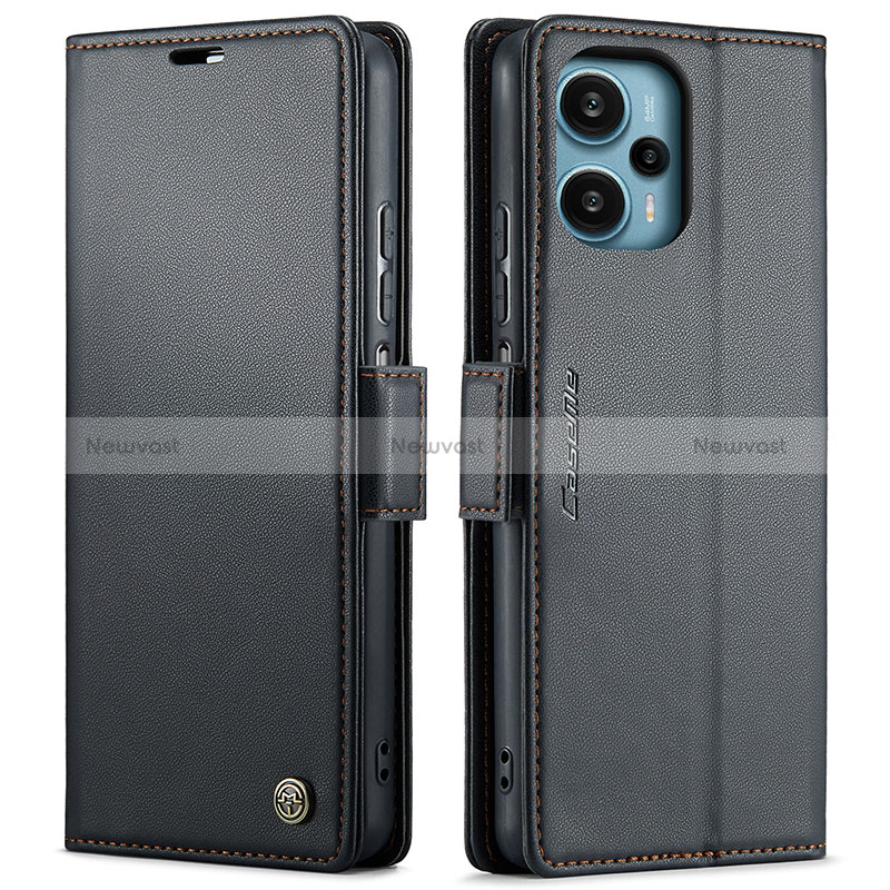 Leather Case Stands Flip Cover Holder C01S for Xiaomi Poco F5 5G Black