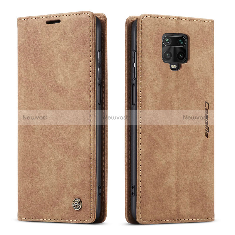 Leather Case Stands Flip Cover Holder C01S for Xiaomi Poco M2 Pro Light Brown