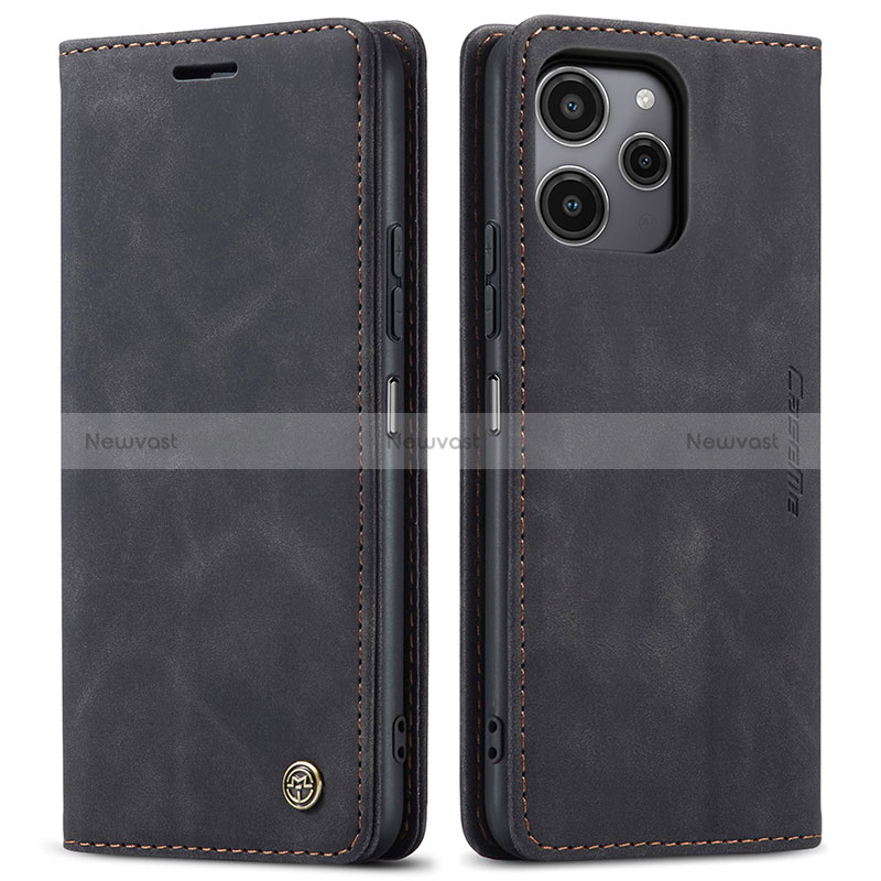 Leather Case Stands Flip Cover Holder C01S for Xiaomi Redmi 12 5G Black