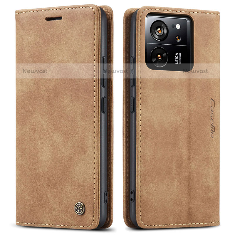 Leather Case Stands Flip Cover Holder C01S for Xiaomi Redmi K60 Ultra 5G Light Brown