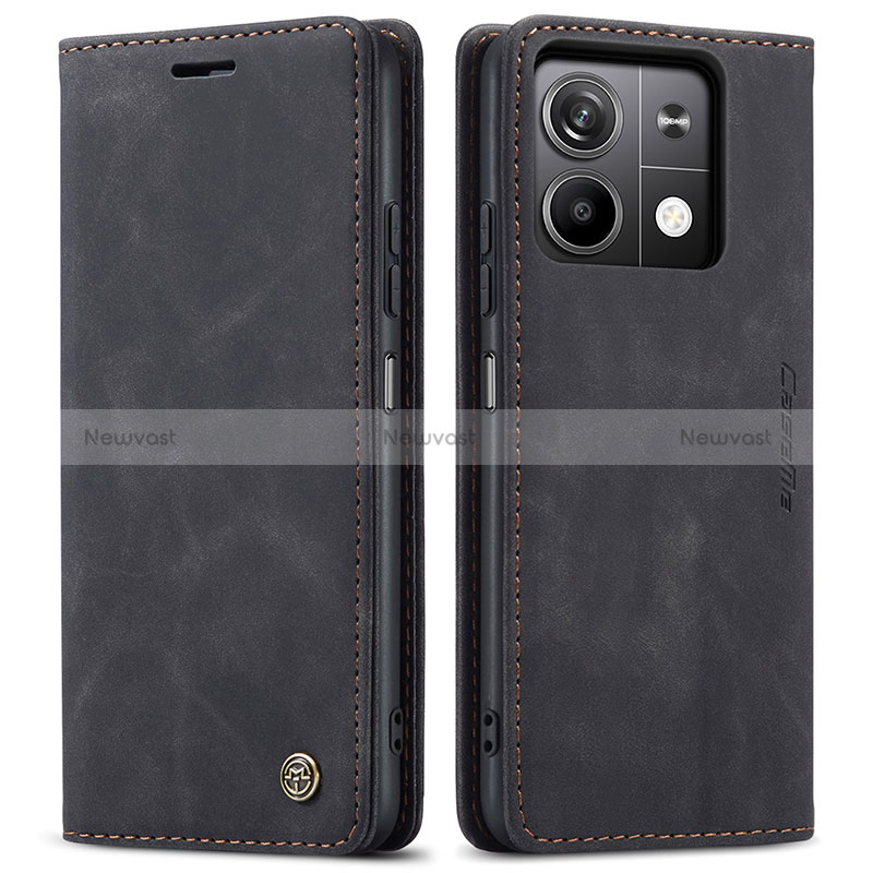 Leather Case Stands Flip Cover Holder C01S for Xiaomi Redmi Note 13 5G Black