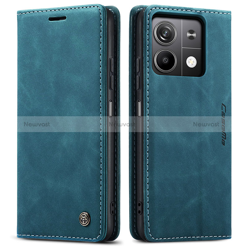 Leather Case Stands Flip Cover Holder C01S for Xiaomi Redmi Note 13 5G Blue