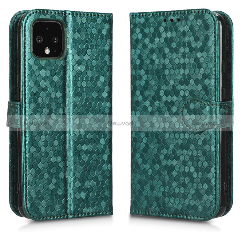 Leather Case Stands Flip Cover Holder C01X for Google Pixel 4 XL Green