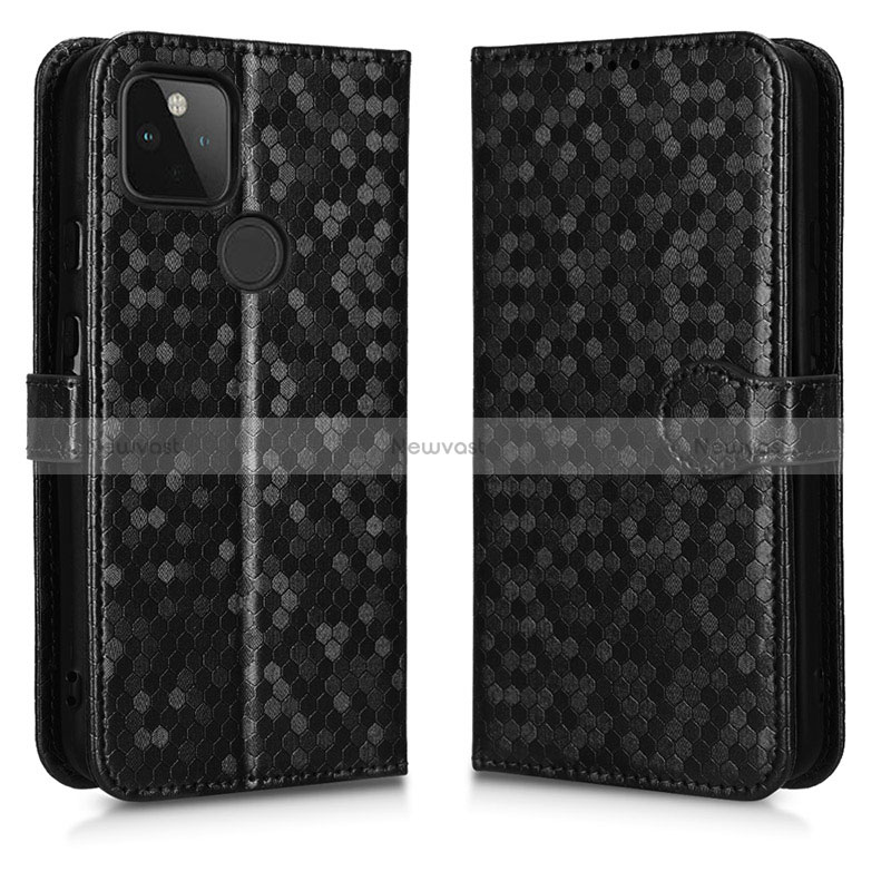 Leather Case Stands Flip Cover Holder C01X for Google Pixel 5a 5G Black