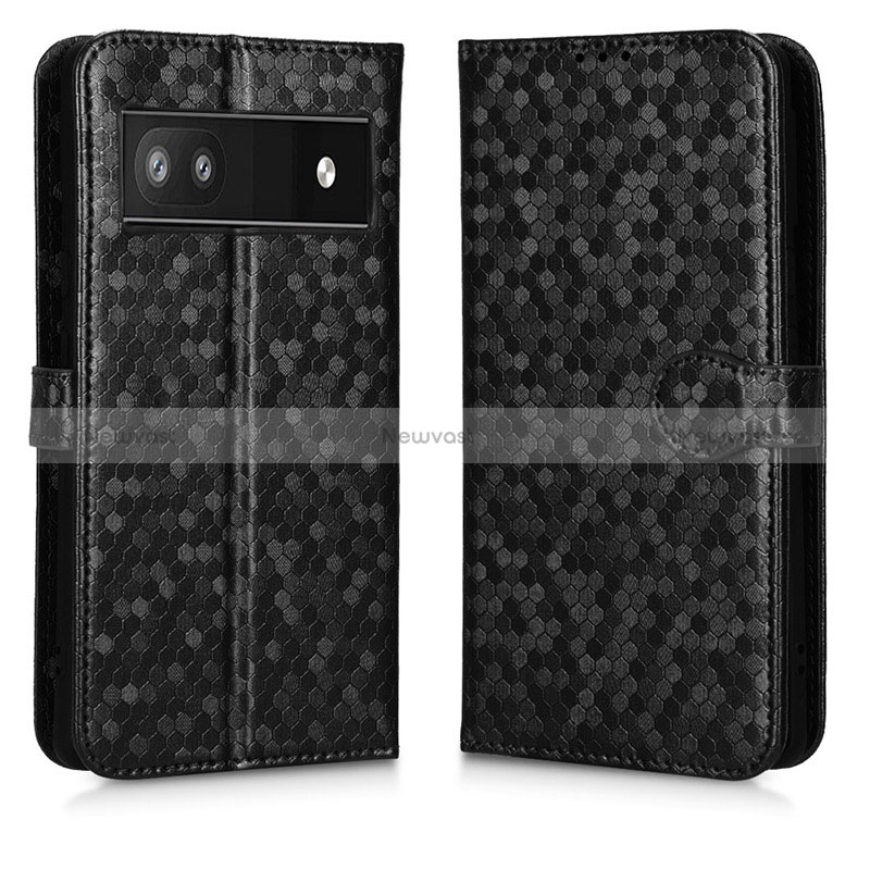 Leather Case Stands Flip Cover Holder C01X for Google Pixel 6a 5G Black