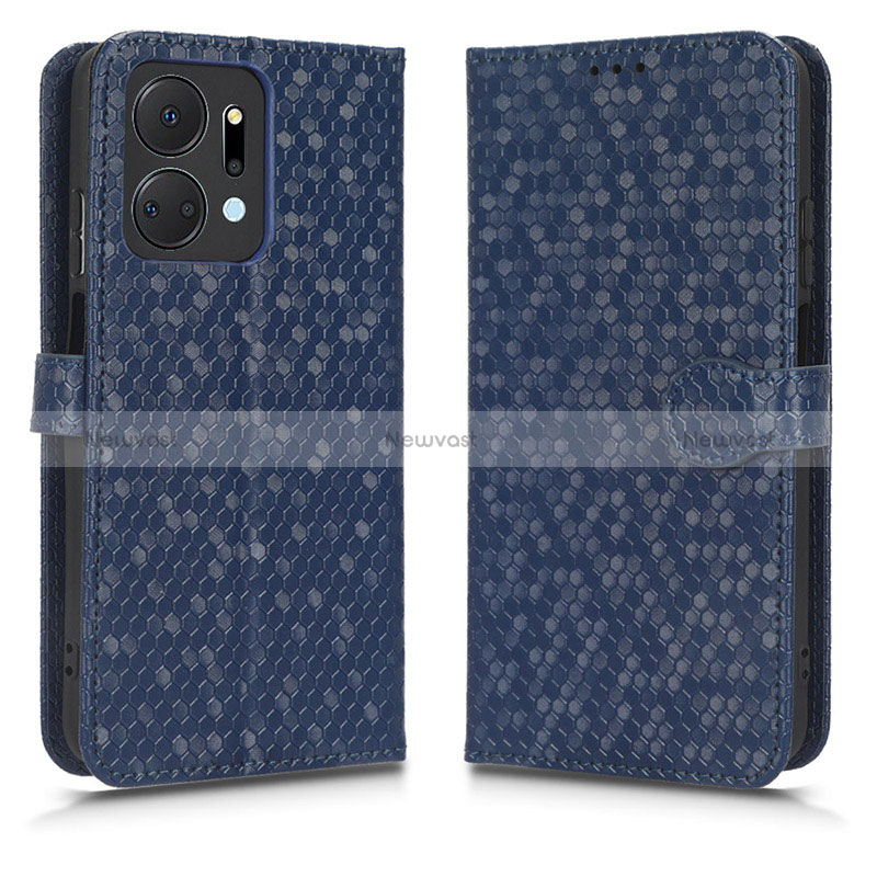 Leather Case Stands Flip Cover Holder C01X for Huawei Honor X7a Blue