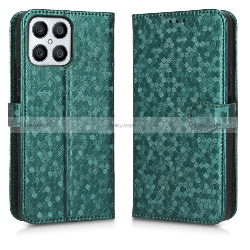 Leather Case Stands Flip Cover Holder C01X for Huawei Honor X8 4G Green