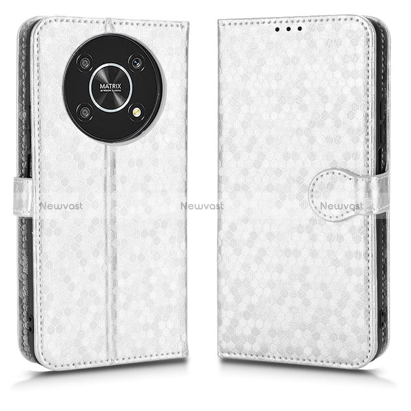 Leather Case Stands Flip Cover Holder C01X for Huawei Honor X9 5G Silver