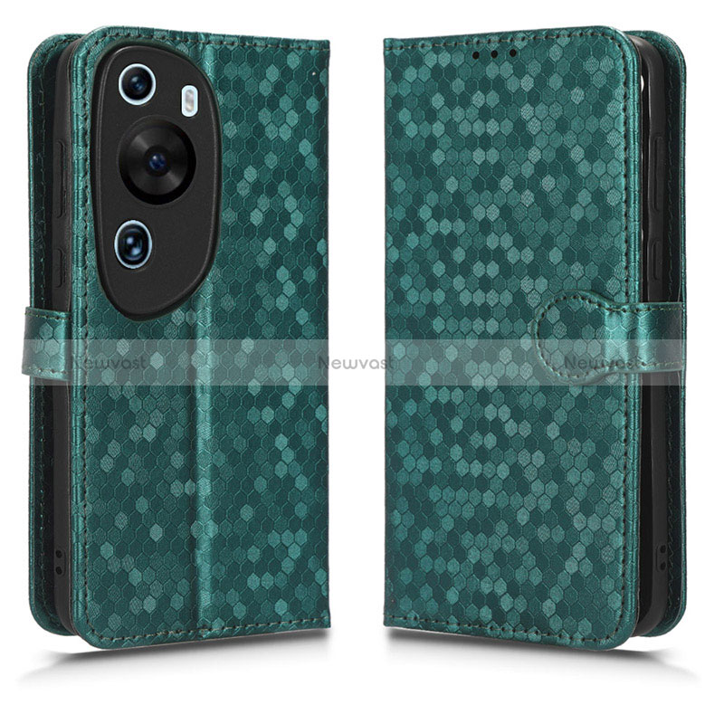 Leather Case Stands Flip Cover Holder C01X for Huawei P60 Art Green