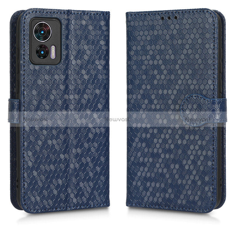 Leather Case Stands Flip Cover Holder C01X for Motorola Moto Edge 30 Lite 5G Blue