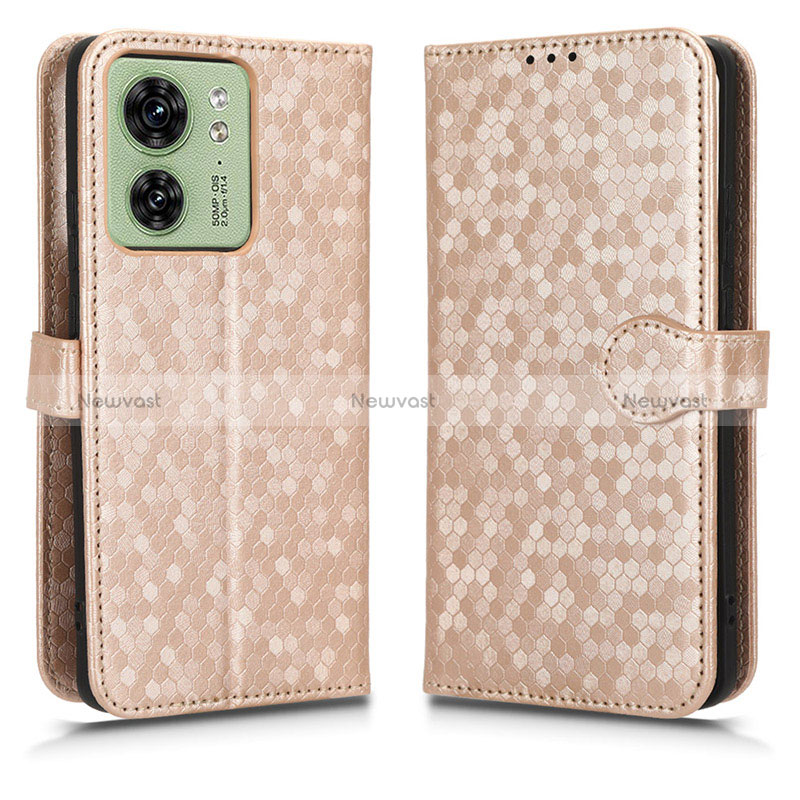 Leather Case Stands Flip Cover Holder C01X for Motorola Moto Edge 40 5G Gold