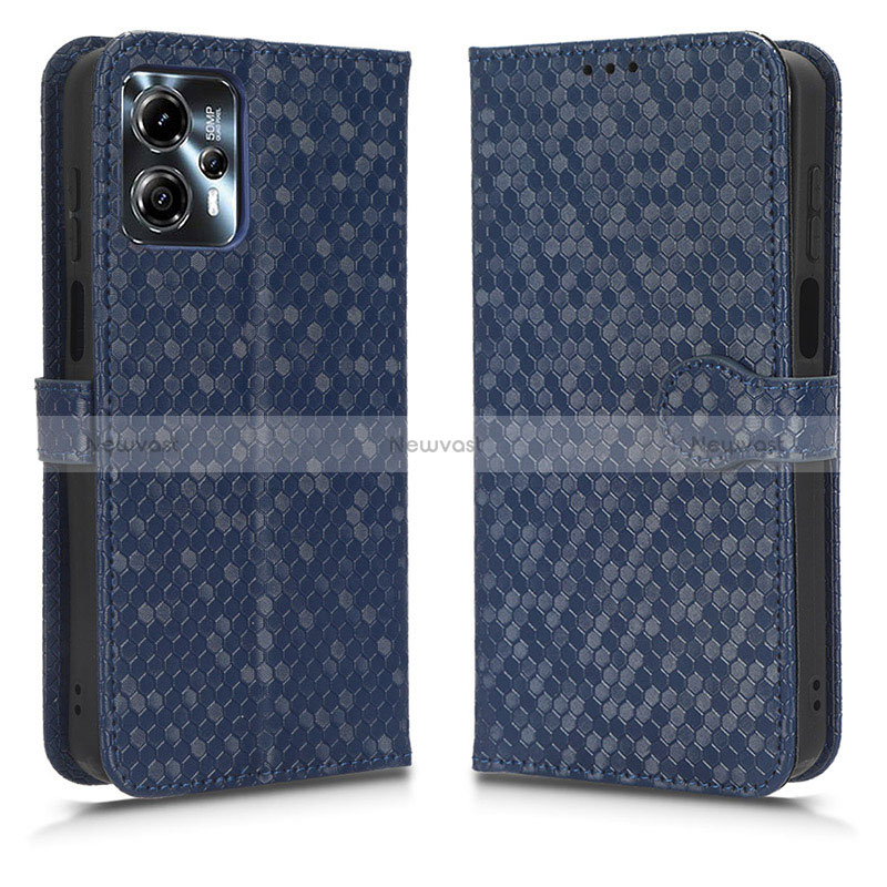 Leather Case Stands Flip Cover Holder C01X for Motorola Moto G13 Blue