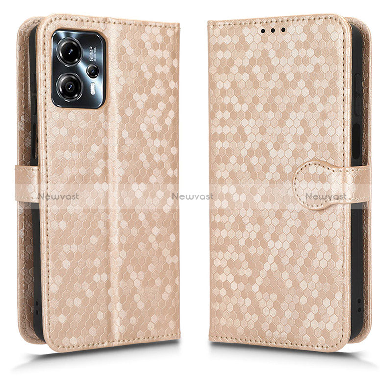 Leather Case Stands Flip Cover Holder C01X for Motorola Moto G23 Gold