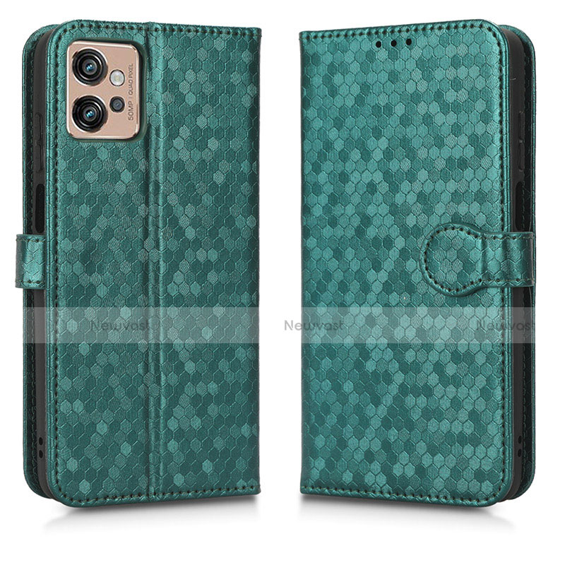 Leather Case Stands Flip Cover Holder C01X for Motorola Moto G32 Green