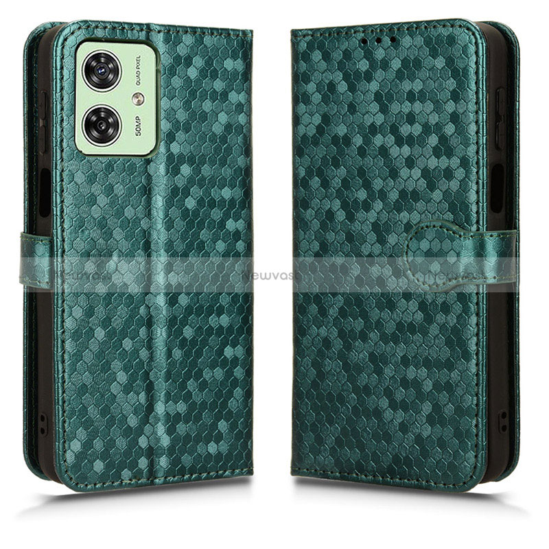 Leather Case Stands Flip Cover Holder C01X for Motorola Moto G54 5G Green