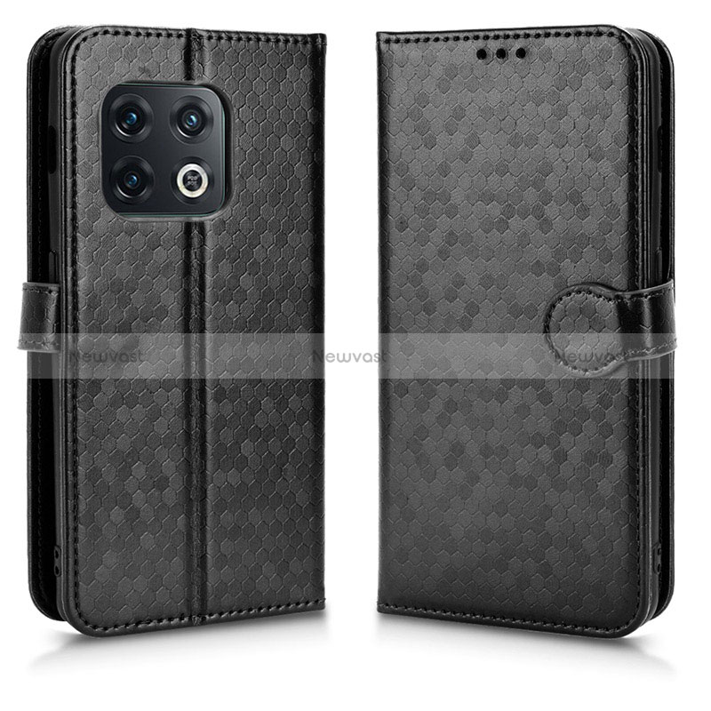 Leather Case Stands Flip Cover Holder C01X for OnePlus 10 Pro 5G Black