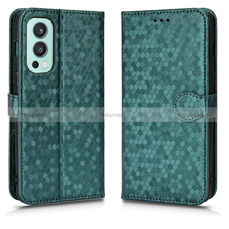 Leather Case Stands Flip Cover Holder C01X for OnePlus Nord 2 5G Green