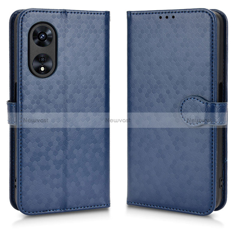 Leather Case Stands Flip Cover Holder C01X for Oppo A1x 5G Blue