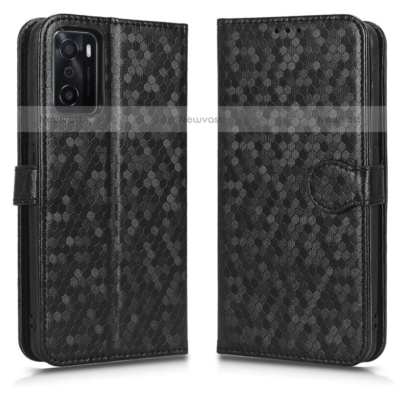 Leather Case Stands Flip Cover Holder C01X for Oppo A55S 5G Black