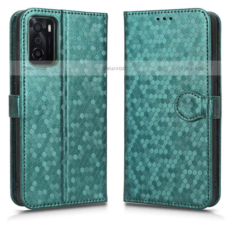 Leather Case Stands Flip Cover Holder C01X for Oppo A55S 5G Green