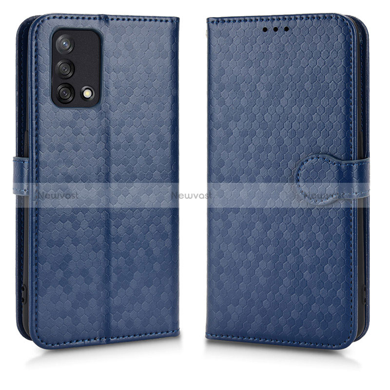 Leather Case Stands Flip Cover Holder C01X for Oppo A95 4G Blue