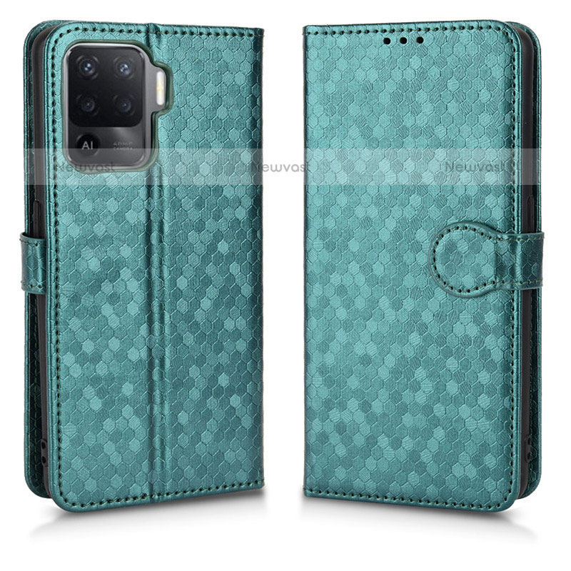 Leather Case Stands Flip Cover Holder C01X for Oppo F19 Pro+ Plus 5G Green