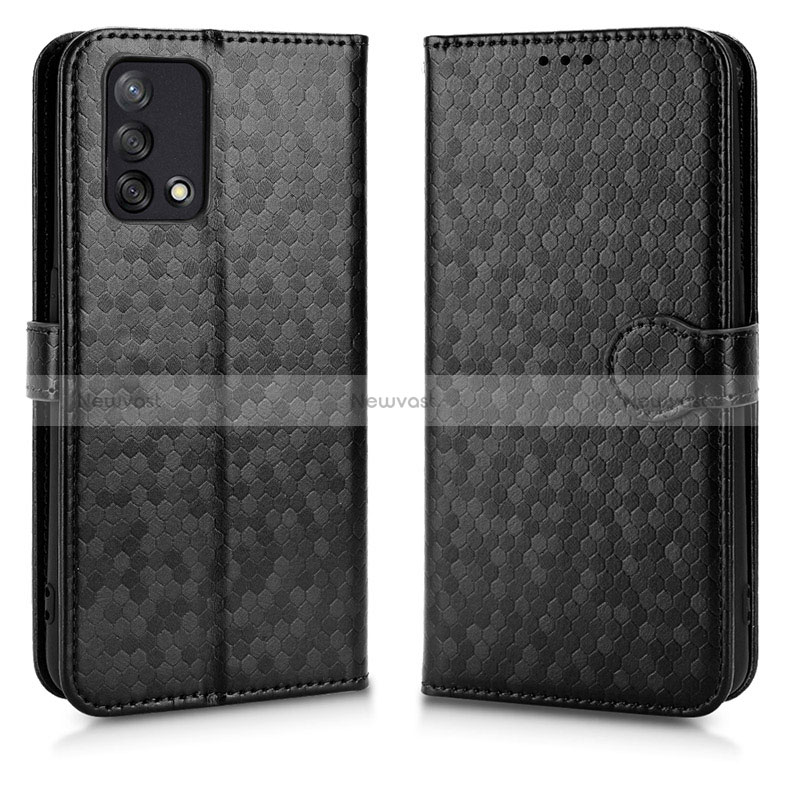 Leather Case Stands Flip Cover Holder C01X for Oppo F19s Black