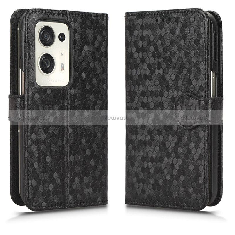 Leather Case Stands Flip Cover Holder C01X for Oppo Find N2 5G Black